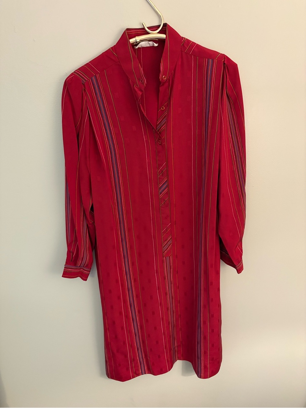 Vintage Lanvin Paris shirtdress shirt dress burdgundy modern medium large 8 10